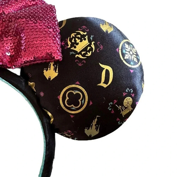 Disneyland Resort Sleeping Beauty Sequin Bow Castle Minnie Mouse Ears Headband - Picture 2 of 4